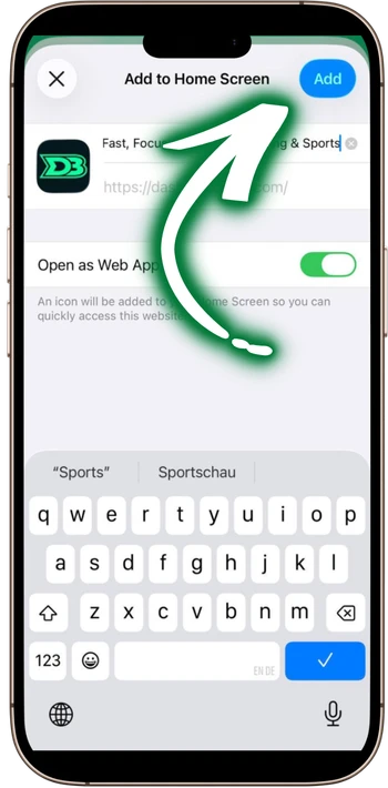 Dashbet Confirm by tapping Add